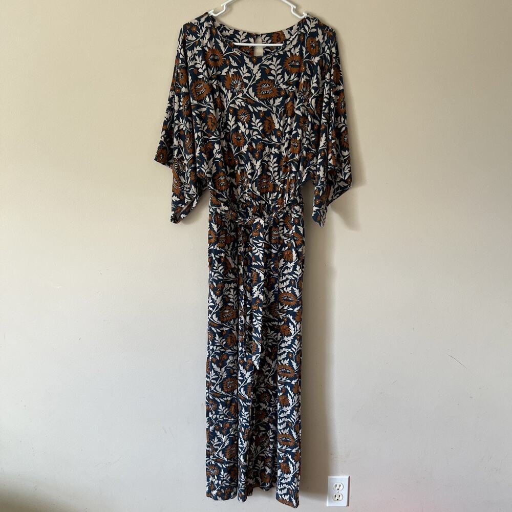 GARNET HILL Women’s Floral Jumpsuit Wide Leg Size XS